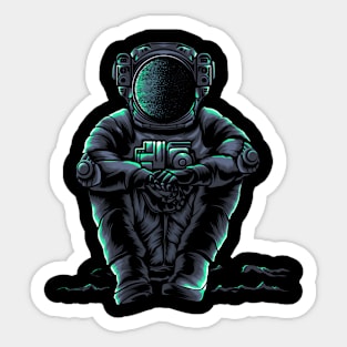 illustration astronaut sitting relaxed Sticker